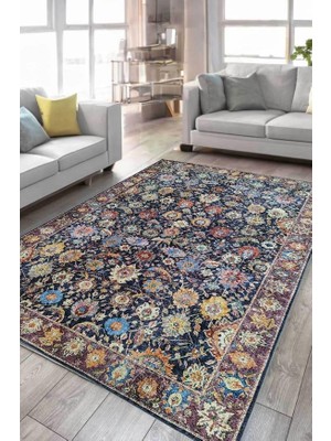 Çam Halı Anatolia 32-050 Etnik Eskitme Desenli Dokuma Tabanlı Yıkanabilir Şönil Salon ve Oda Halısı