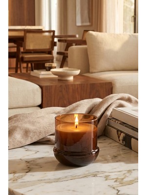 Marrien Hawaii Amber Kokulu Mum 260 g  Mantar Desenli Şeffaf Kahverengi Cam Bardak