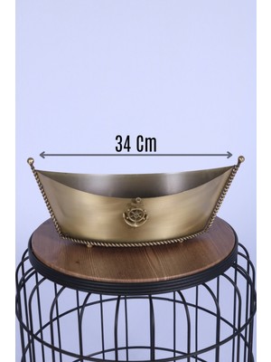 Yapay Çiçek Sitesi Metal Dekoratif Çiçeklik Sunumluk Büyük Kayık Bronz