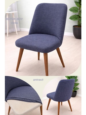 UY STYLE Jakarli Kumaş Çubuk Desen Büyük Oval Sandalye Kılıfı,likrali ,esnekli Oval Sandalye Örtüsü 1 Adet