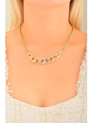 CEBECİ Cebeci 14 Ayar Renkli Taşlı Zincir Altın Kolye