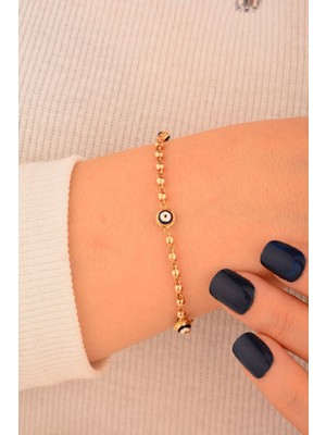 CEBECİ Cebeci 14 Ayar Nazarlı Rose Altın Bileklik