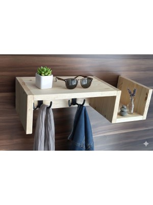 Doruk Ahşap Atölyesi Masif Ahşap Askılıklı Raf