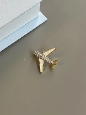 Remstdrk Sedefli Uçak Broş - Altın