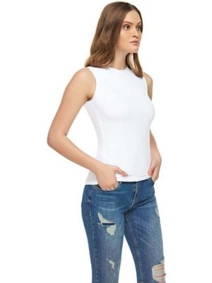 Kit Iç Giyim Tutku Elit Tekli Pamuk -Elastan Penye Sıfır Kol Kadın Body - Atlet