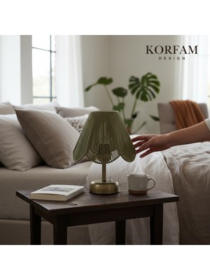 KorFam Rosalinda Modeli - Yeşil Çiçek Şeklinde Kablosuz Pilli Masa & Gece Lambası