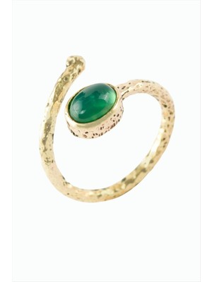 Bijuteri Net Oval Doğaltaşlı Otantik Yüzük