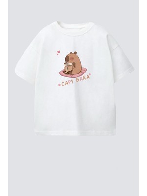 Monila Kız Çocuk Pamuklu Bisiklet Yaka Baskılı T-Shirt