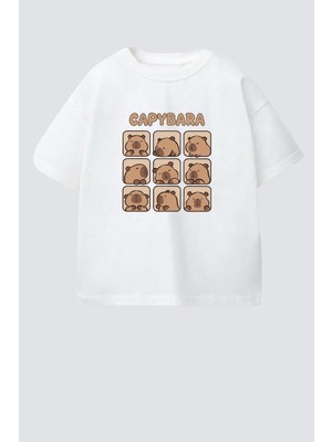 Monila Unisex Çocuk Pamuklu Bisiklet Yaka Baskılı T-Shirt