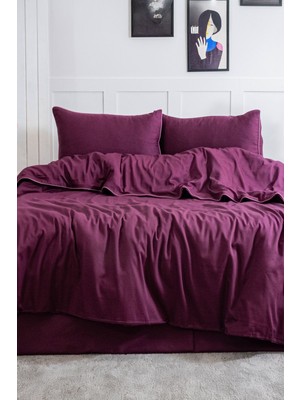 Elart Stark Nevresim Takımı Çift Kişilik %100 Pamuk Saten Biyeli (200X220 Cm) Mürdüm