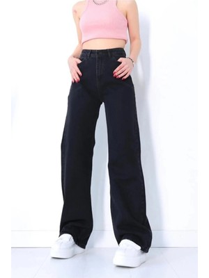 Madame Melek Ekstra Yüksek Bel Likralı Palazzo Salaş Kot Pantolon