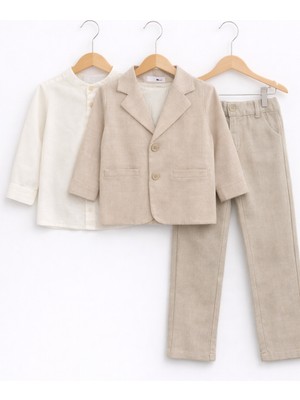 Bambino Keten Blazer Ceketli Erkek Çocuk 3’lü Takım