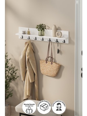 Bofigo Portmanto Duvar Askılığı Elbise Askılığı Yıldız Beyaz 91 cm