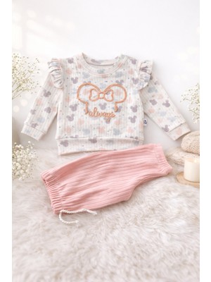 Gmn Collection Mickey - Minnie Figürlü Omuzdan Çıtçıtlı Kız - Erkek Bebek Alt Üst Takım