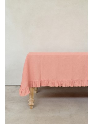 Barine Fırfırlı Keten Karışımlı Masa Örtüsü Açık Mercan