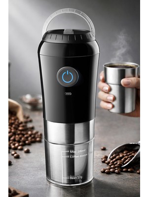 Primanova Portatif Paslanmaz Çelik Kahve Makinası Şarjlı - Siyah