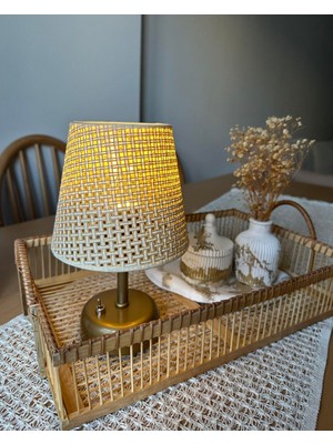 KorFam Krem Hazeran Görünümlü Başlık Kablosuz Pilli Masa & Gece Lambası