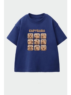 Monila Unisex Çocuk Pamuklu Bisiklet Yaka Baskılı T-Shirt