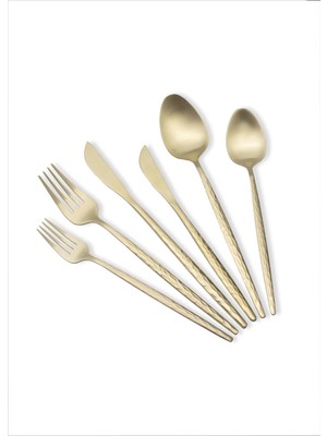 UltraMint Shiny 36 Parça Mat Gold Çatal Kaşık Bıçak Takımı Seti