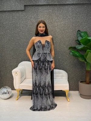 E&A Eren Abiye Tas Detaylı Straplez Balık Abıye