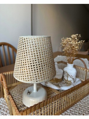KorFam Krem Hazeran Görünümlü Başlık Kablosuz Pilli Masa & Gece Lambası