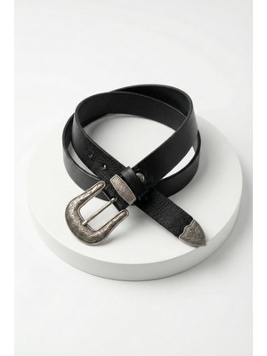 Abluka Online Erkek Işlemeli Tokalı Deri Kemer Siyah