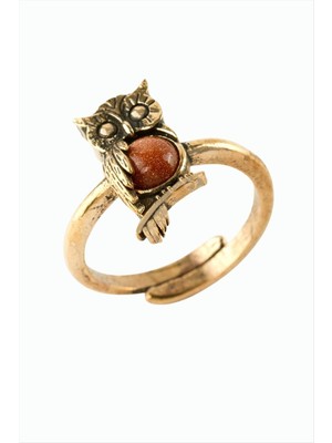 Bijuteri Net Baykuş Doğaltaşlı Otantik Yüzük