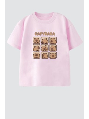 Monila Unisex Çocuk Pamuklu Bisiklet Yaka Baskılı T-Shirt