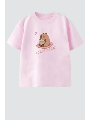 Monila Kız Çocuk Pamuklu Bisiklet Yaka Baskılı T-Shirt