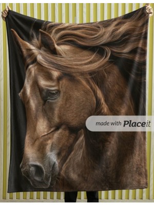 Elmas Dizayn 150X220 cm Tv Koltuk Yatak Battaniyesi Organik Pamuk Leke Tutmaz Kahverengi At