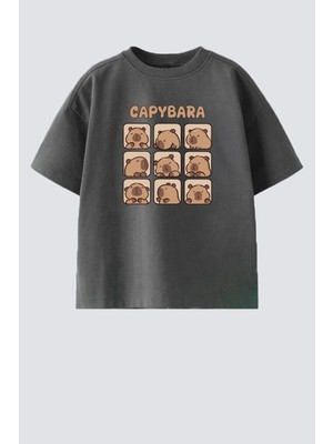 Monila Unisex Çocuk Pamuklu Bisiklet Yaka Baskılı T-Shirt