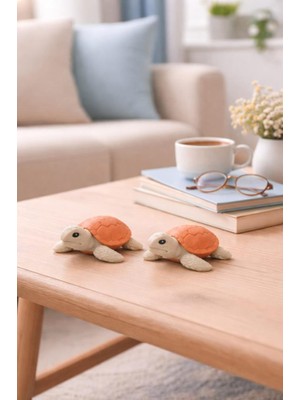 Ikili Kaplumbağa Biblo – Dekoratif Sehpa ve Masa Üstü Süsü – Minyatür Caretta Caretta Ev Dekorasyonu