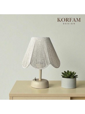 KorFam Rosalinda Modeli - Beyaz Çiçek Şeklinde Kablosuz Pilli Masa & Gece Lambası