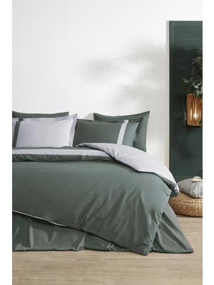 Özdilek Ranforce -Colour Stripe Haki- Çift Kişilik Nevresim Takımı