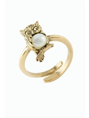 Bijuteri Net Baykuş Doğaltaşlı Otantik Yüzük