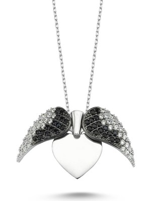 Prof. Nari 925 Ayar Kanatlı Kalp Kolye