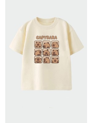 Monila Unisex Çocuk Pamuklu Bisiklet Yaka Baskılı T-Shirt