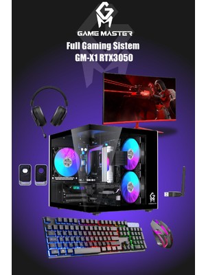 GM Game Master Gm-X1 Full Gaming Set R5 5500 16GB Ram 512GB M.2 RTX3050 23.8" 165Hz Fhd Oyuncu Monitör Siyah Pc