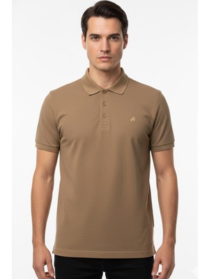 Sabri Özel Cappuccino Regular Fit %100 Pamuklu Polo Yaka Tişört