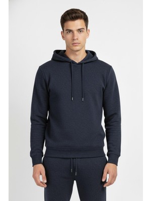 Sabri Özel Giotelli Lacivert Regular Fit Pamuklu Kapüşonlu Eşofman Takımı