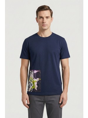 Sabri Özel Giotelli Erkek Lacivert Normal Kesim Regular Fit %100 Pamuk Örme Fermuarlı Polo Yaka Tişört