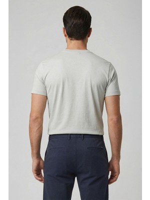 Sabri Özel Giotelli Gri Regular Fit %100 Pamuklu Bisiklet Yaka Tişört