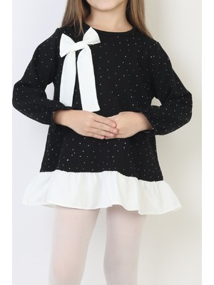 Modanino Kız Çocuk Tunik Tarz Elbise Taş Süslemeli ve Fiyonklu  4-9 Yaş 12510