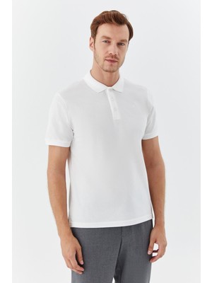 Sabri Özel Ekru Regular Fit %100 Pamuklu Polo Yaka Tişört