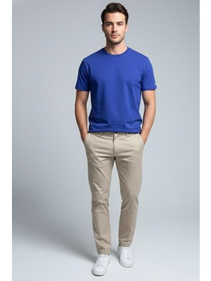 Sabri Özel Giotelli Lacivert Regular Fit %100 Pamuklu Bisiklet Yaka Tişört