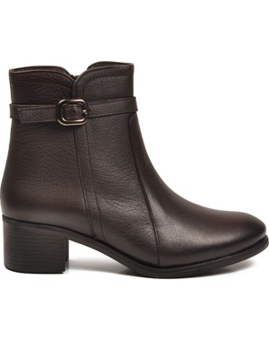 Ayakmod Kahve Hakiki Deri Kadın Bot Premium 24113-1 Z