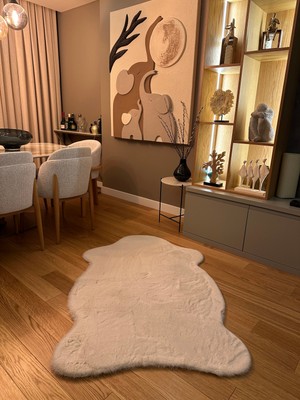 Doğuş Peluş Halı Ultra Soft Krem Yumuşak Dokulu Peluş Halı Tek Kafa Post