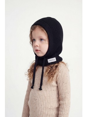 Bahels Çocuk Siyah Triko Örgü Balaclava Bere Şapka