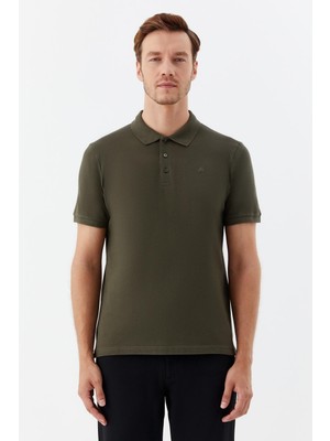 Sabri Özel Haki  Regular Fit %100 Pamuklu Polo Yaka Tişört