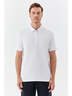 Sabri Özel Düğmeli Polo Yaka Erkek T-Shirt Ekru
